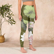 Buddha Stones Lotus Print Gym Leggings Women's Yoga Pants Leggings BS 3