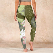 Buddha Stones Lotus Print Gym Leggings Women's Yoga Pants