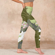 Buddha Stones Lotus Print Gym Leggings Women's Yoga Pants