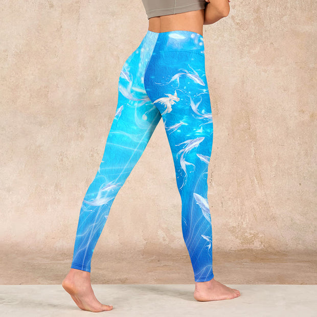 Buddha Stones Fish In The Ocean Print Gym Leggings Women's Yoga Pants