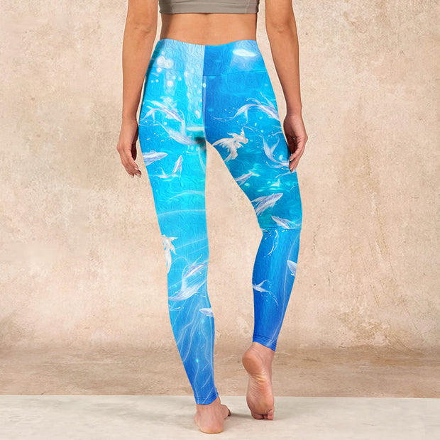 Buddha Stones Fish In The Ocean Print Gym Leggings Women's Yoga Pants - image 17