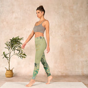 Buddha Stones Bamboo Print Lycra Fabric Fitness Leggings Women's Yoga Pants