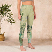 Buddha Stones Bamboo Print Lycra Fabric Fitness Leggings Women's Yoga Pants