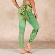 Buddha Stones Green Bamboo Pavilion Print Gym Leggings Women's Yoga Pants - image 3