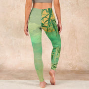 Buddha Stones Green Bamboo Pavilion Print Gym Leggings Women's Yoga Pants Leggings BS 15