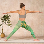 Buddha Stones Green Bamboo Pavilion Print Gym Leggings Women's Yoga Pants - image 11