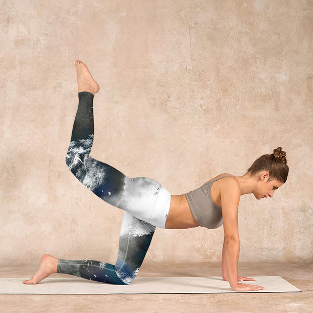 Buddha Stones Ink Painting Pine Tree Print Gym Leggings Women's Yoga Pants - image 6