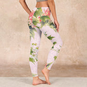 Buddha Stones Hibiscus Flowers And Leaves Print Gym Leggings Women's Yoga Pants - image 3