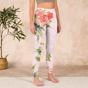 Buddha Stones Hibiscus Flowers And Leaves Print Gym Leggings Women's Yoga Pants Leggings BS 3