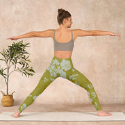 Buddha Stones Monochrome Flowers Print Gym Leggings Women's Yoga Pants - image 12