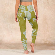 Buddha Stones Monochrome Flowers Print Gym Leggings Women's Yoga Pants - image 17
