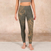 Buddha Stones Peacock Feather Print Gym Leggings Women's Yoga Pants Leggings BS 1