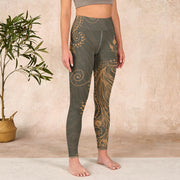 Buddha Stones Peacock Feather Print Gym Leggings Women's Yoga Pants Leggings BS 3