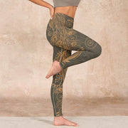 Buddha Stones Peacock Feather Print Gym Leggings Women's Yoga Pants