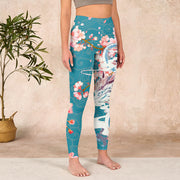 Buddha Stones Dragon Cherry Blossoms Print Gym Leggings Women's Yoga Pants Leggings BS 3