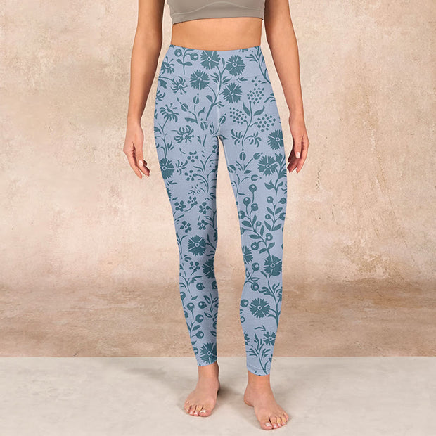 Buddha Stones Lush Flowers Plants Print Gym Leggings Women's Yoga Pants Leggings BS 1