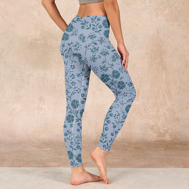 Buddha Stones Lush Flowers Plants Print Gym Leggings Women's Yoga Pants - image 3