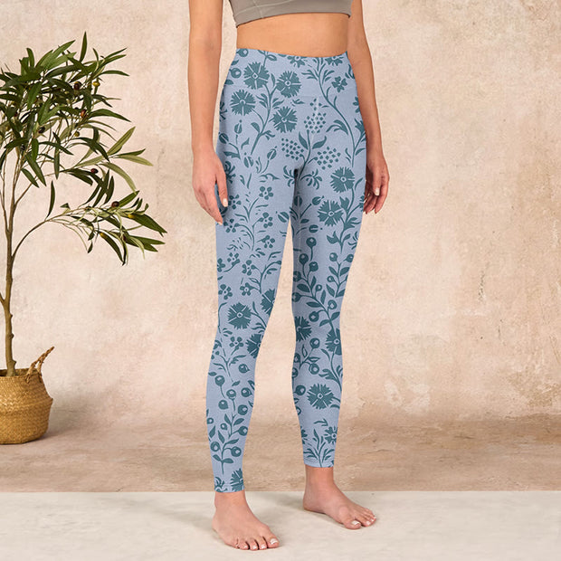 Buddha Stones Lush Flowers Plants Print Gym Leggings Women's Yoga Pants Leggings BS 3