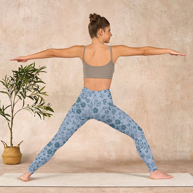 Buddha Stones Lush Flowers Plants Print Gym Leggings Women's Yoga Pants - image 12