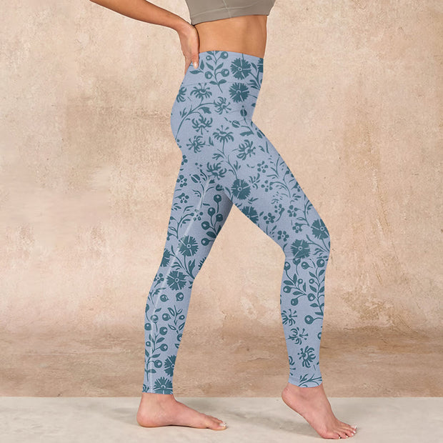 Buddha Stones Lush Flowers Plants Print Gym Leggings Women's Yoga Pants - image 16