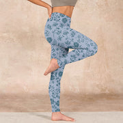 Buddha Stones Lush Flowers Plants Print Gym Leggings Women's Yoga Pants