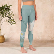 Buddha Stones Lotus Leaf Bird Print Gym Leggings Women's Yoga Pants