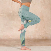 Buddha Stones Lotus Leaf Bird Print Gym Leggings Women's Yoga Pants - image 17