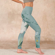 Buddha Stones Lotus Leaf Bird Print Gym Leggings Women's Yoga Pants - image 16