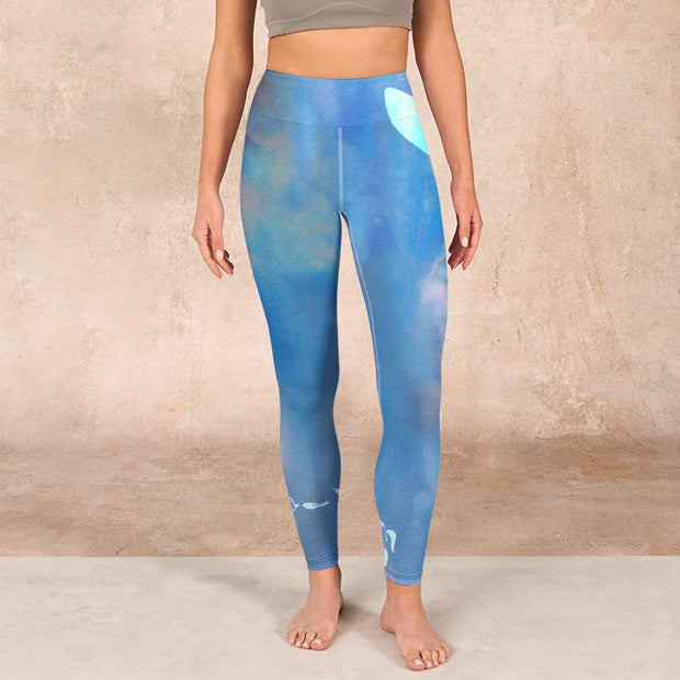 Buddha Stones Blue Dolphin Print Fitness Leggings Women's Yoga Pants - image 2