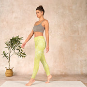 Buddha Stones Yellow Rose Print Fitness Leggings Women's Yoga Pants Leggings BS 13