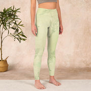 Buddha Stones Light Yellow Crane Print Sports Leggings Women's Yoga Pants - image 4