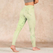 Buddha Stones Light Yellow Crane Print Sports Leggings Women's Yoga Pants - image 5