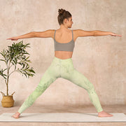 Buddha Stones Light Yellow Crane Print Sports Leggings Women's Yoga Pants - image 11