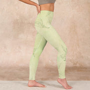 Buddha Stones Light Yellow Crane Print Sports Leggings Women's Yoga Pants - image 16