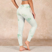 Buddha Stones Green Bamboo Leaves Print Sports Leggings Women's Yoga Pants Leggings BS 2