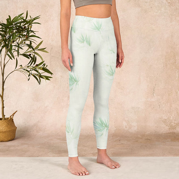 Buddha Stones Green Bamboo Leaves Print Sports Leggings Women's Yoga Pants - image 4
