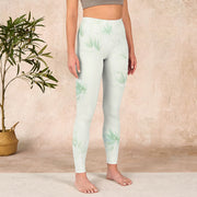 Buddha Stones Green Bamboo Leaves Print Sports Leggings Women's Yoga Pants