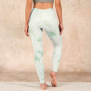 Buddha Stones Green Bamboo Leaves Print Sports Leggings Women's Yoga Pants