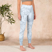 Buddha Stones Peony Flower Leaves Print Gym Leggings Women's Yoga Pants - image 4