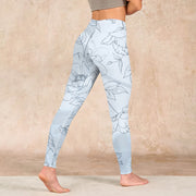 Buddha Stones Peony Flower Leaves Print Gym Leggings Women's Yoga Pants