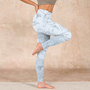 Buddha Stones Peony Flower Leaves Print Gym Leggings Women's Yoga Pants