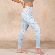 Buddha Stones Peony Flower Leaves Print Gym Leggings Women's Yoga Pants