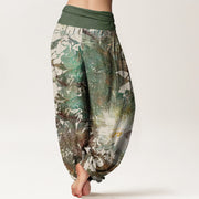 Buddha Stones Casual Flowers Fish Pattern Women's Elastic Waist Harem Pants