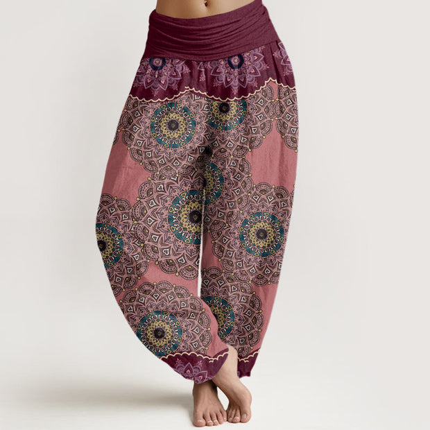 Buddha Stones Casual Mandala Pattern Women's Elastic Waist Harem Pants