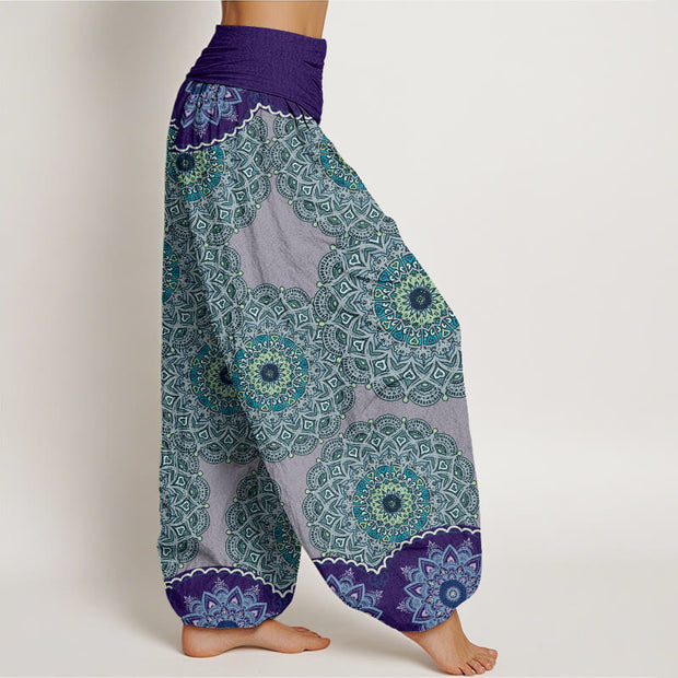 Buddha Stones Casual Mandala Pattern Women's Elastic Waist Harem Pants