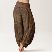 Buddha Stones Mandalas Paisley Pattern Women's Elastic Waist Harem Pants