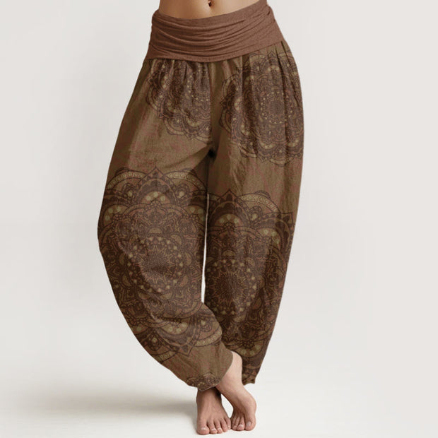 Buddha Stones Mandalas Paisley Pattern Women's Elastic Waist Harem Pants