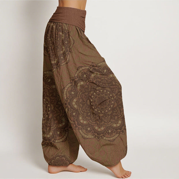 Buddha Stones Mandalas Paisley Pattern Women's Elastic Waist Harem Pants