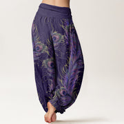 Buddha Stones Bright Phoenix Pattern Women's Elastic Waist Harem Pants