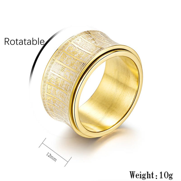 FREE Today: Strengthen Balance Tibetan Script Golden Light Mantra Titanium Steel Rotatable Ring FREE FREE 7